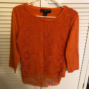 Peck & Peck orange 3/4 shirt